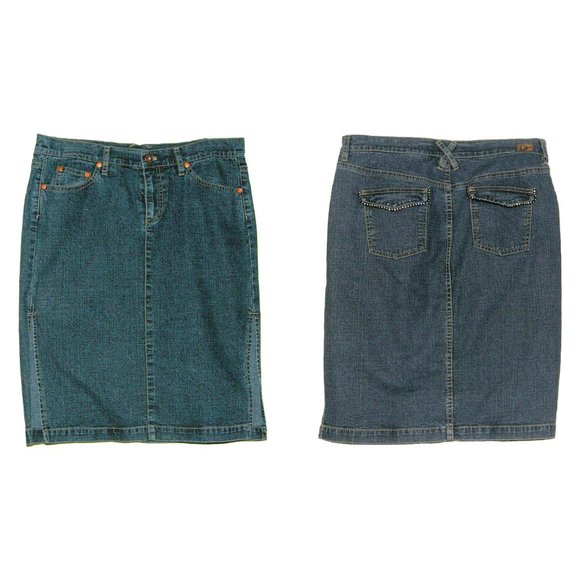Dkny Dresses & Skirts - Y2K DKNY Jeans Denim Pencil Skirt Sexy Long Side Slits Rhinestone Bling Pockets